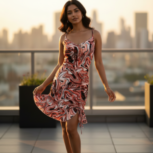 Sunset Marble Ruched Mini Dress