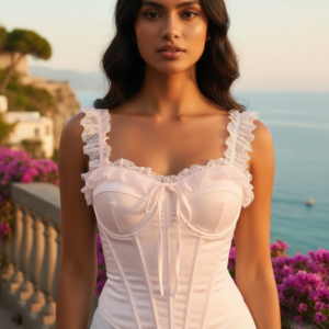 riviera lace trim corset bustier – romantic structured top