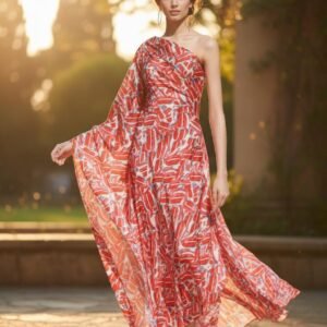 effortless elegance: red detachable sleeve mermaid gown
