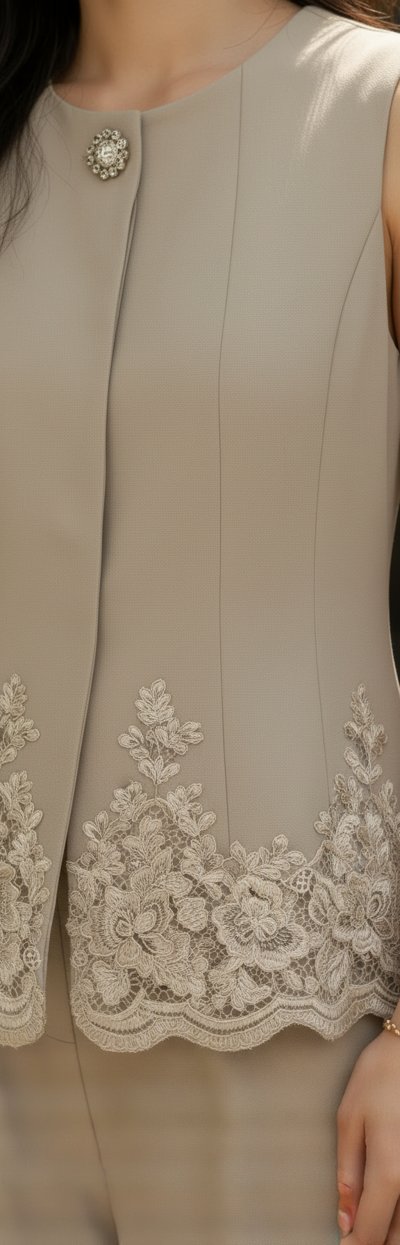 aurelia scalloped lace tailored vest & wide leg trouser set aurelia scalloped lace tailored vest & wide leg trouser set