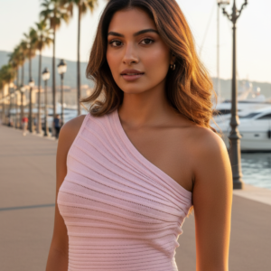 seraphina asymmetric ribbed knit crop top