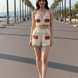 cherry blossom crochet halter & shorts set