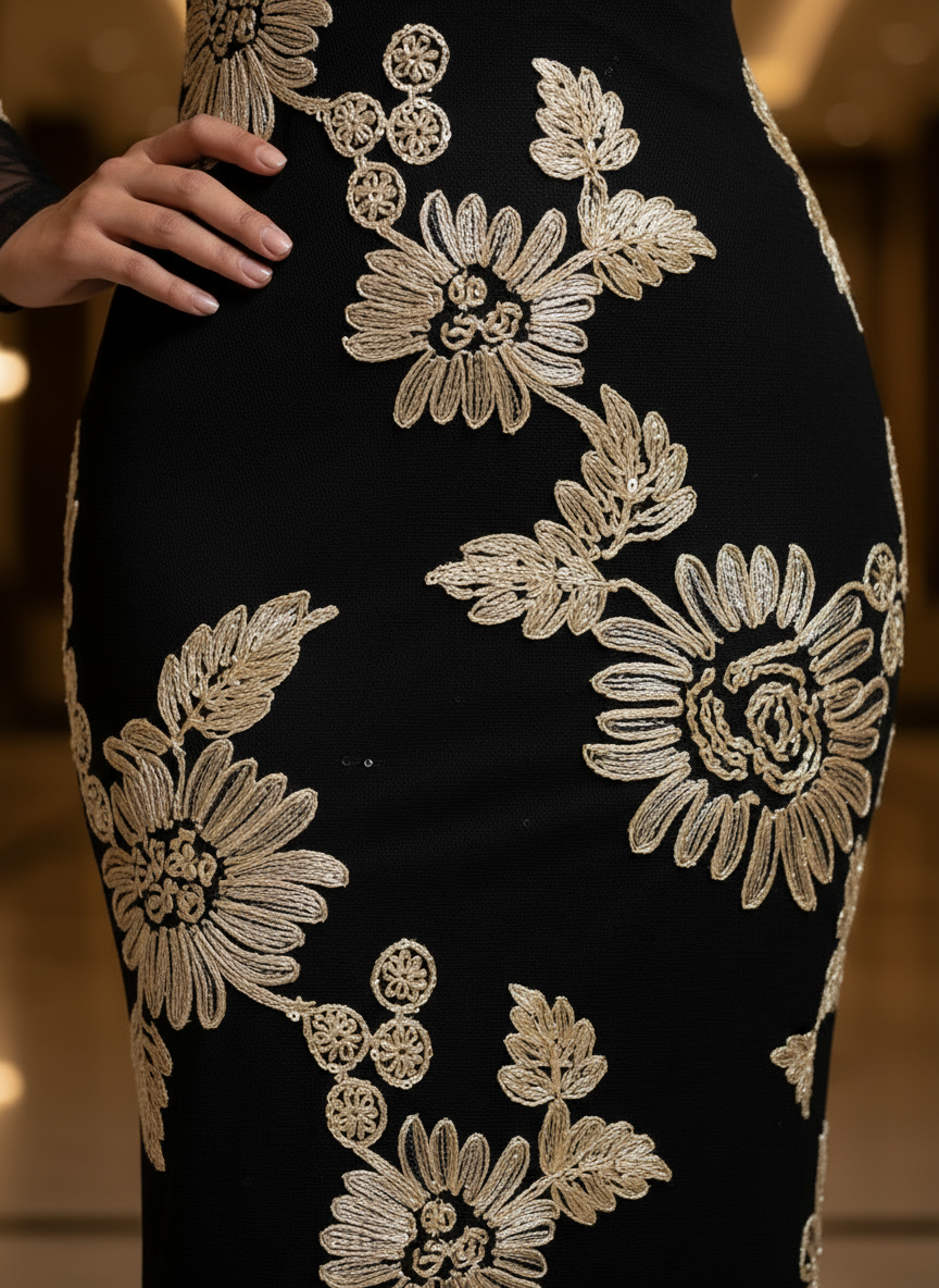 midnight flora embroidered gown midnight flora embroidered gown