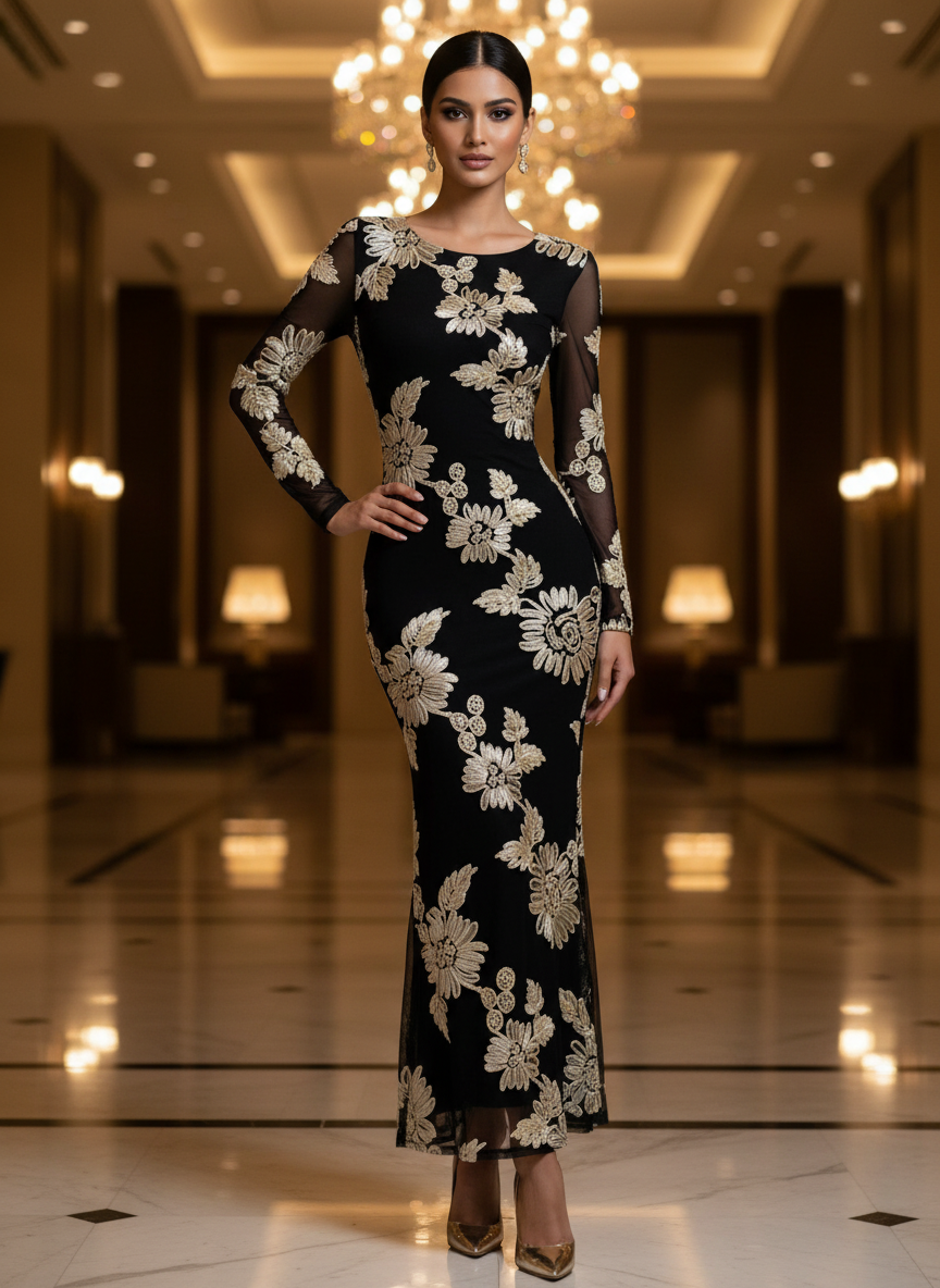 midnight flora embroidered gown midnight flora embroidered gown