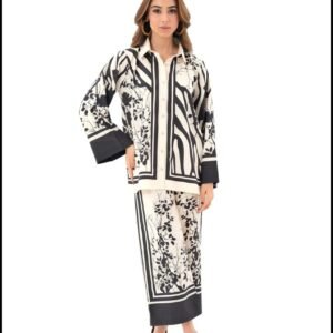 abstract botanical paneled shirt & trouser lounge suite