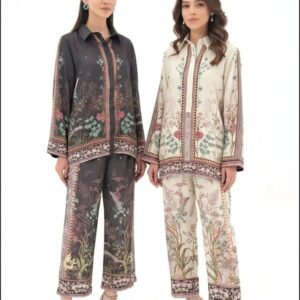 botanical border print shirt & trouser loungewear suite