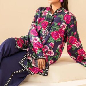 crimson floral paneled kimono sleeve co ord set