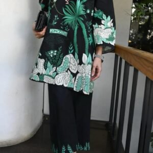 botanical landscape split neck co ord suite